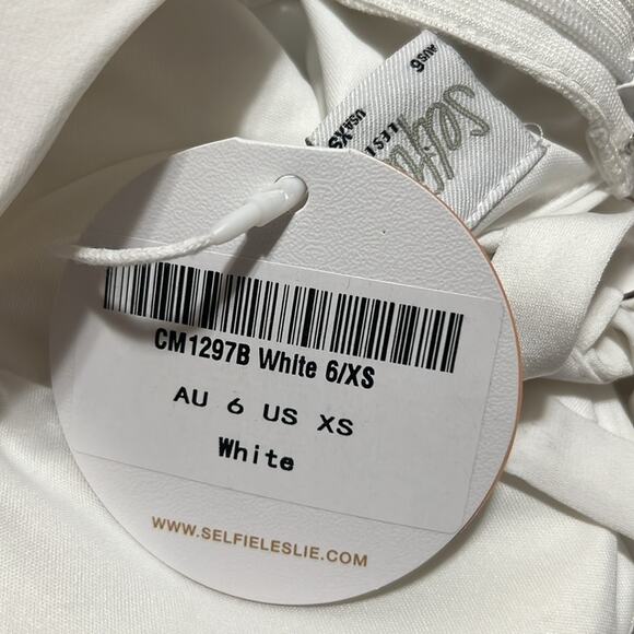 Selfie Leslie Over The Horizon Thick Strap Ruched Midi Dress in White NEW XS - Picture 7 of 8